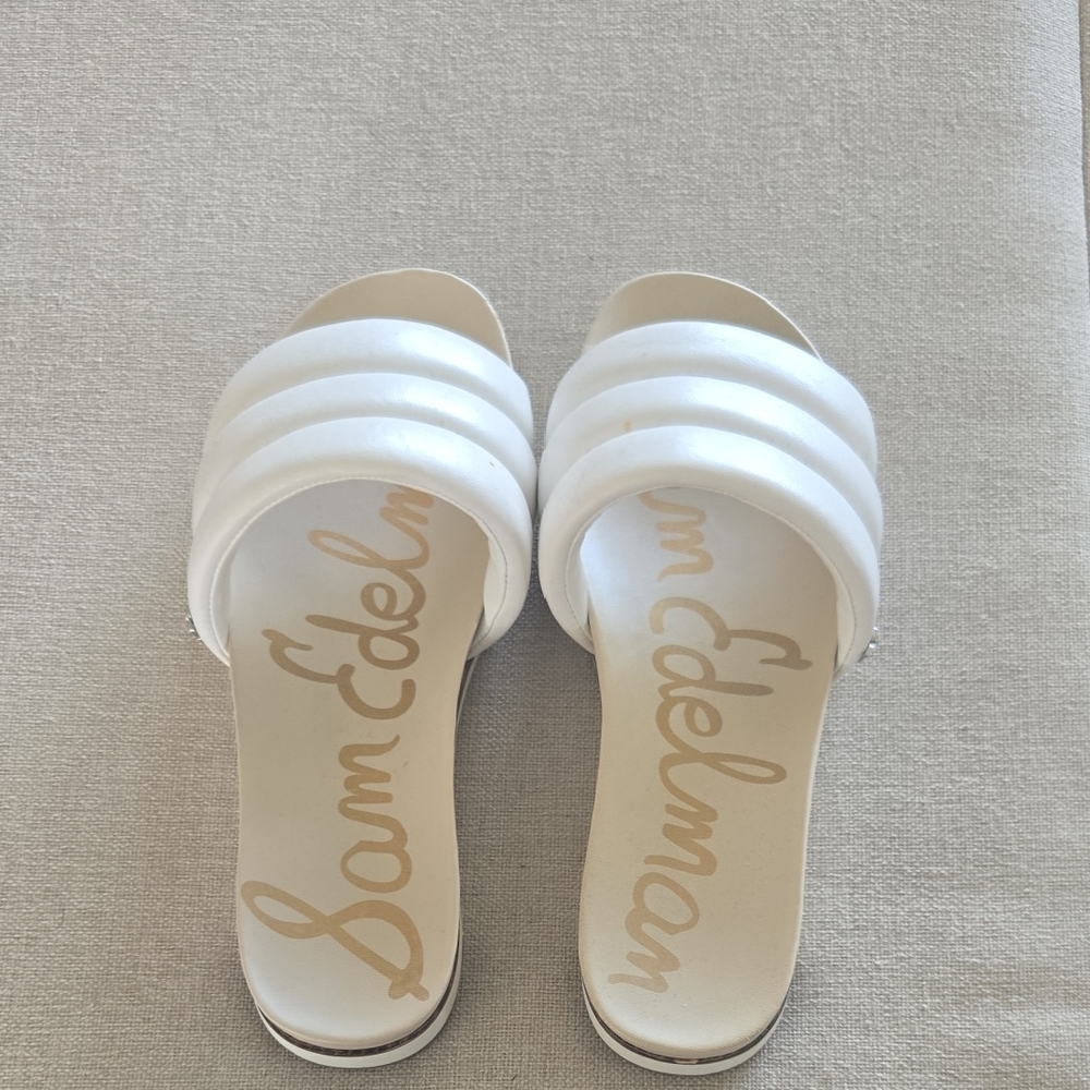 Sam Edelman White Puffy Slide Sandals